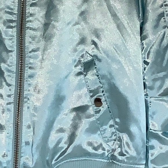 🔹BABY BLUE BOMBER JACKET, Satiny, Charlotte Russe - Picture 15 of 16